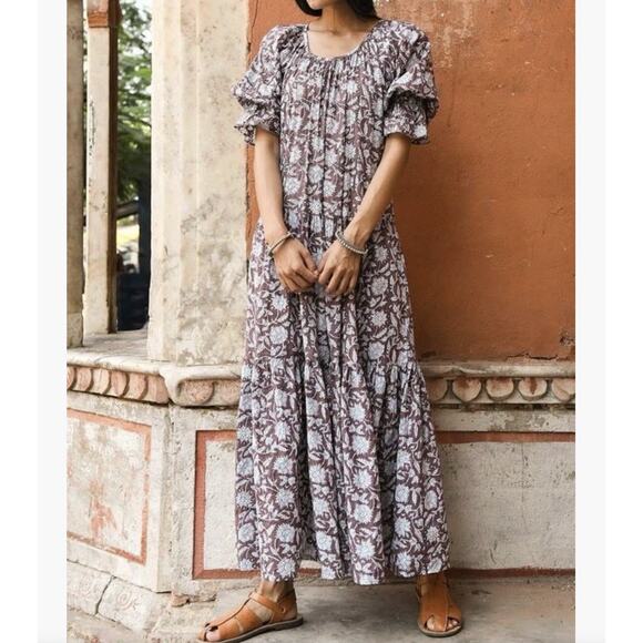 DOI Sahana Gown Maxi Dress Brown Floral Print - Picture 2 of 13